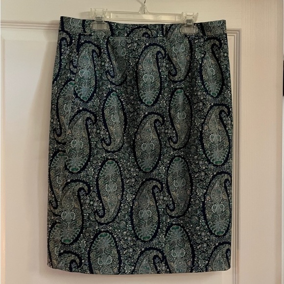 NWT J. Crew Paisley Cotton Stretch Sateen Pencil Skirt Size 6 - Picture 7 of 13